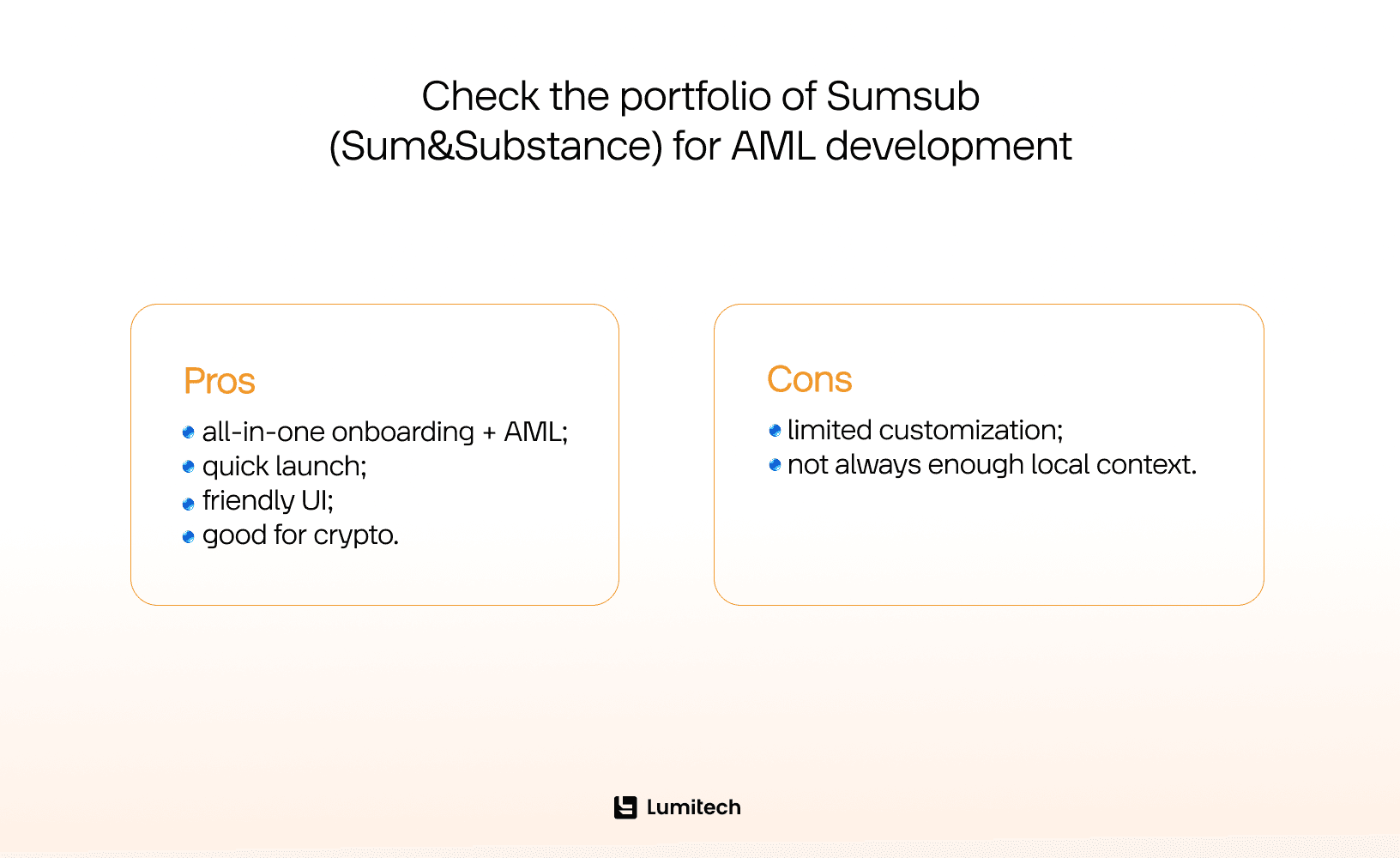 Check the portfolio of Sumsub (Sum&Substance) for AML development