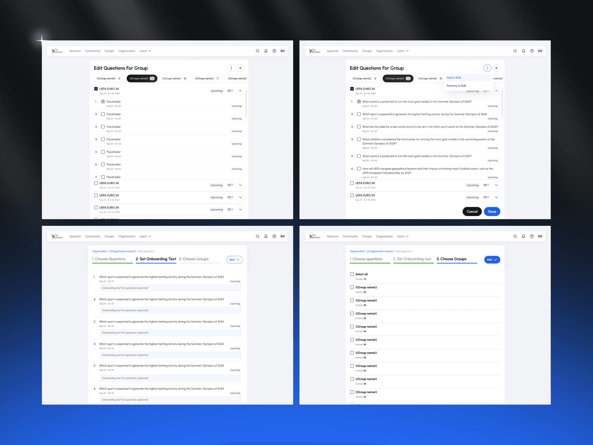Upload forecasting questions and track their performance