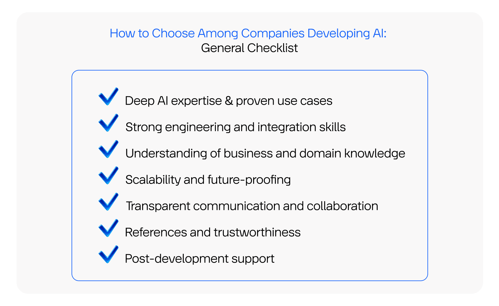 Checklist for choosing top AI solution providers in the Middle East