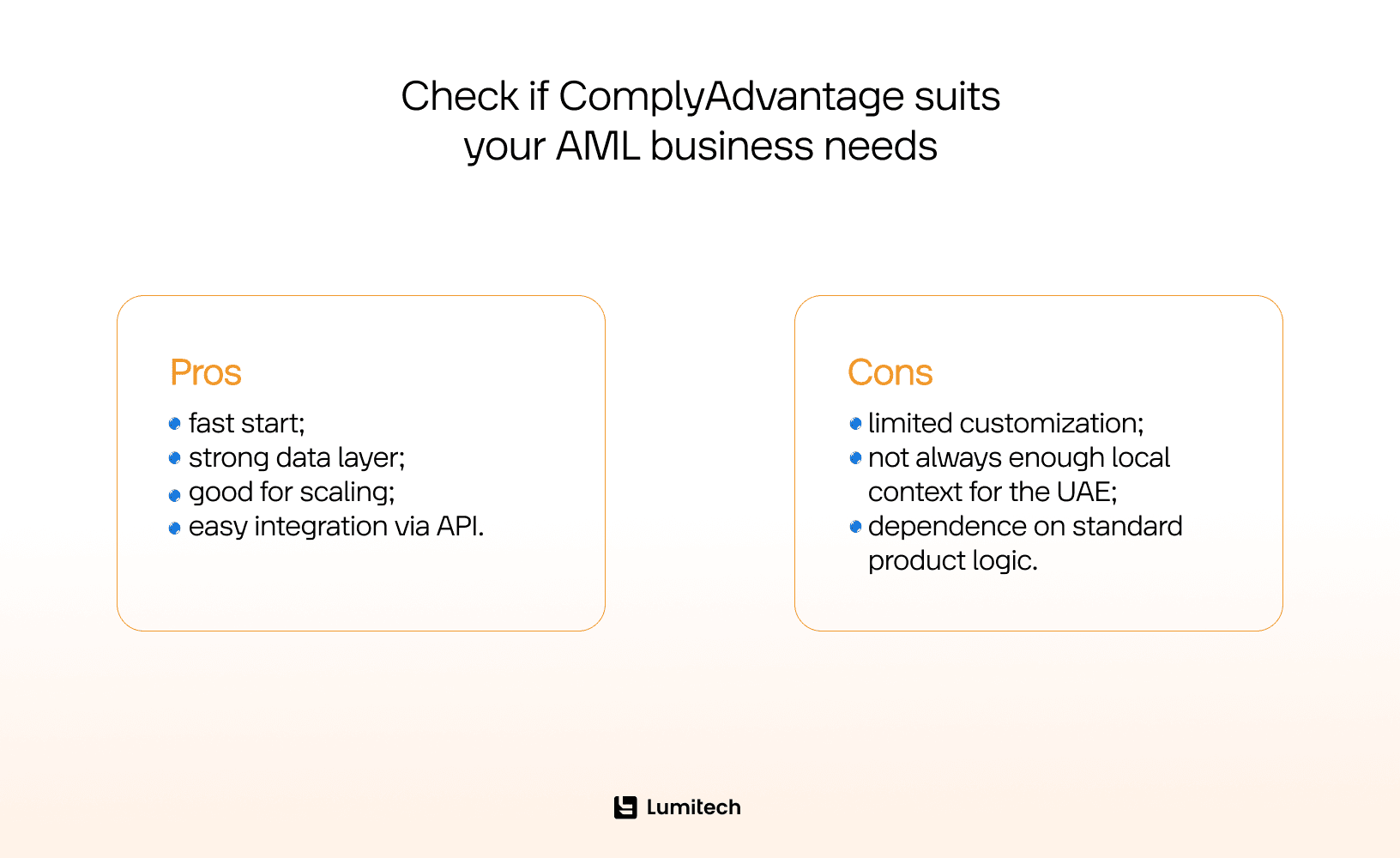 Check if ComplyAdvantage suits your AML business needs