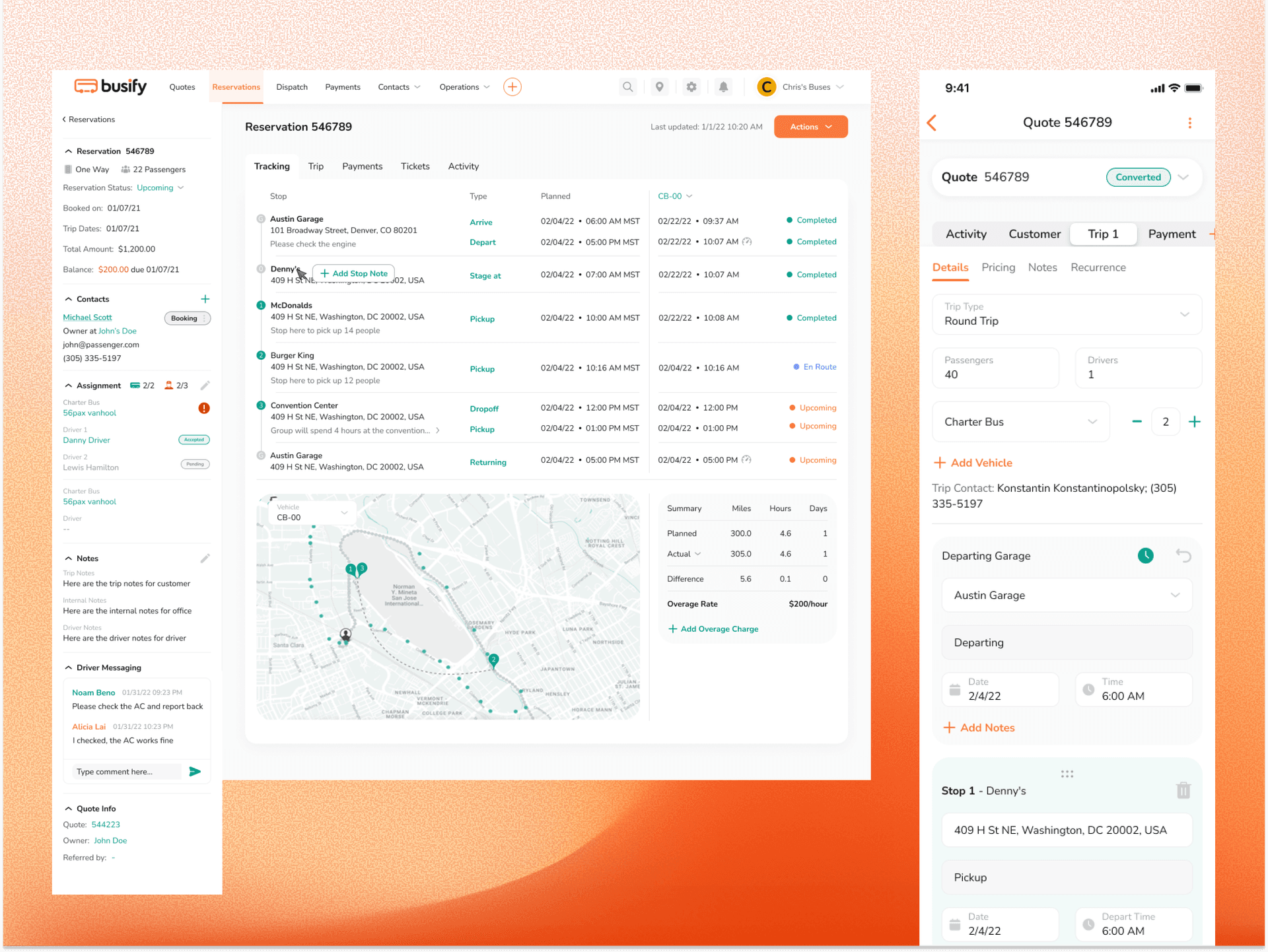 Get access to detailed trip analytics with charter bus management software