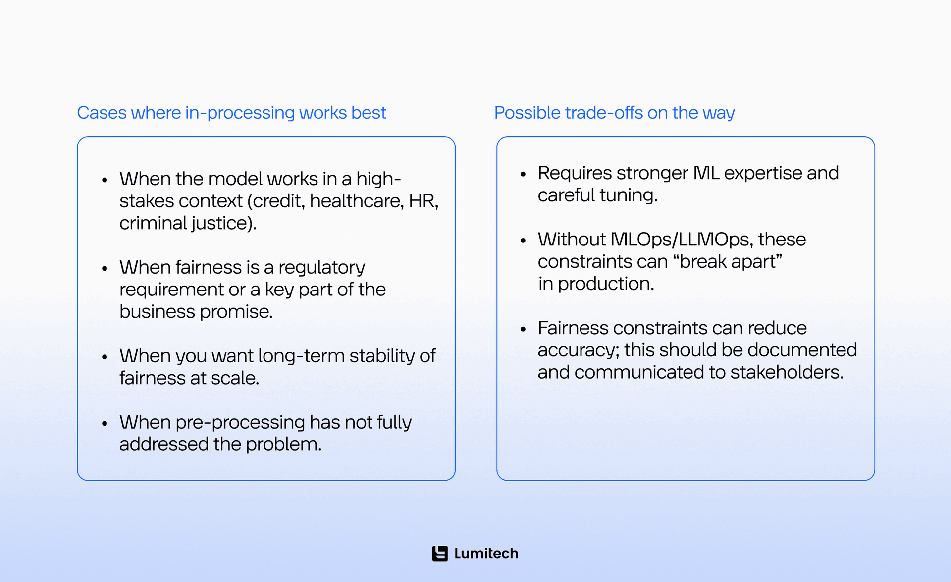 Check out the key applications for the in-processing strategy of AI bias mitigation