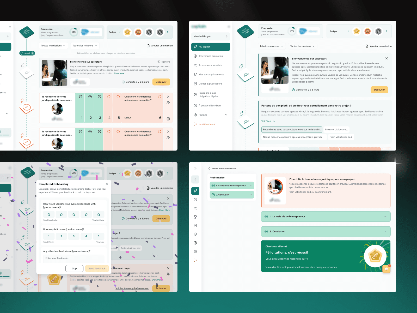Modern UI/UX for corporate learning platform