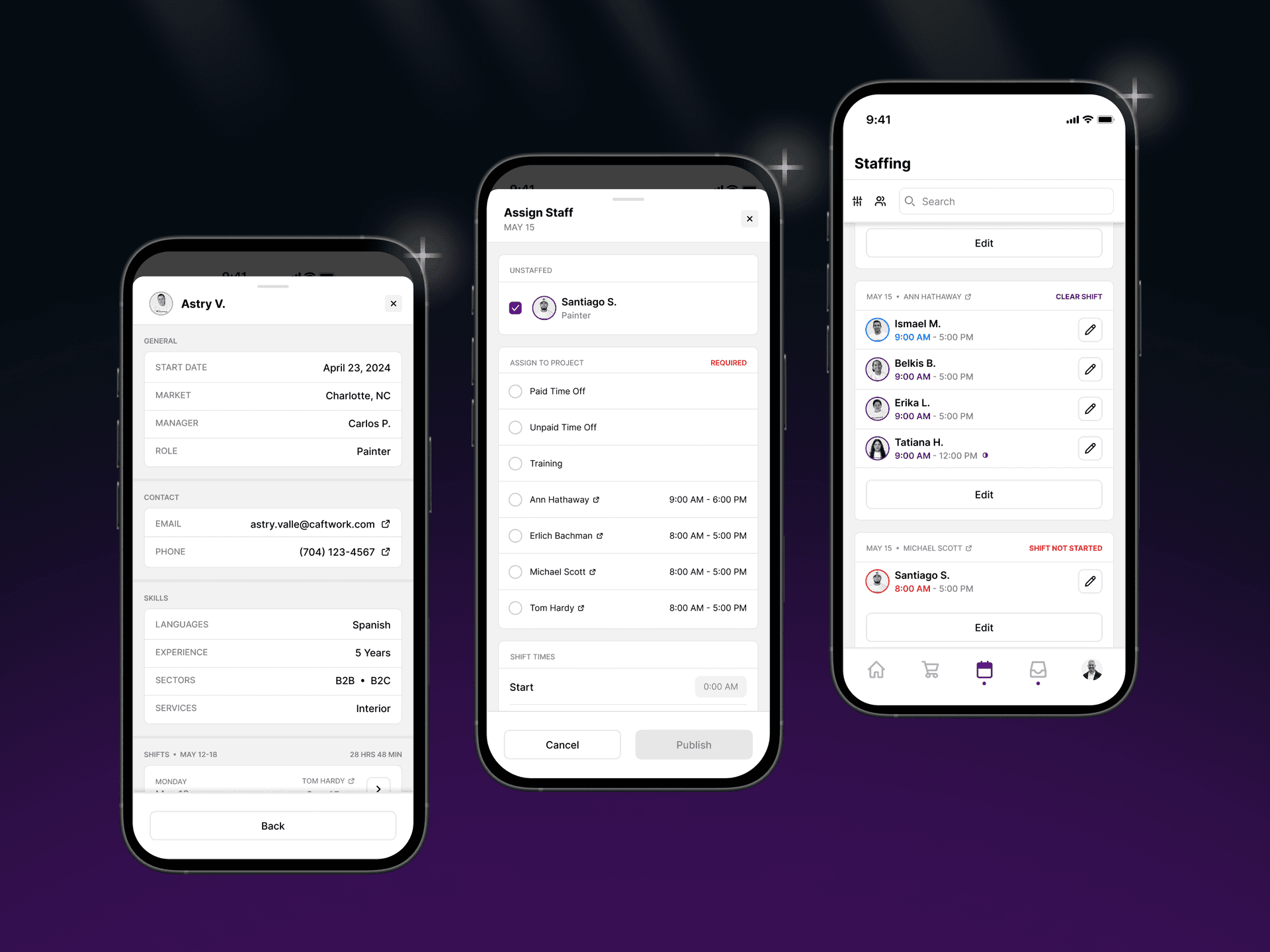 Visits and shift management