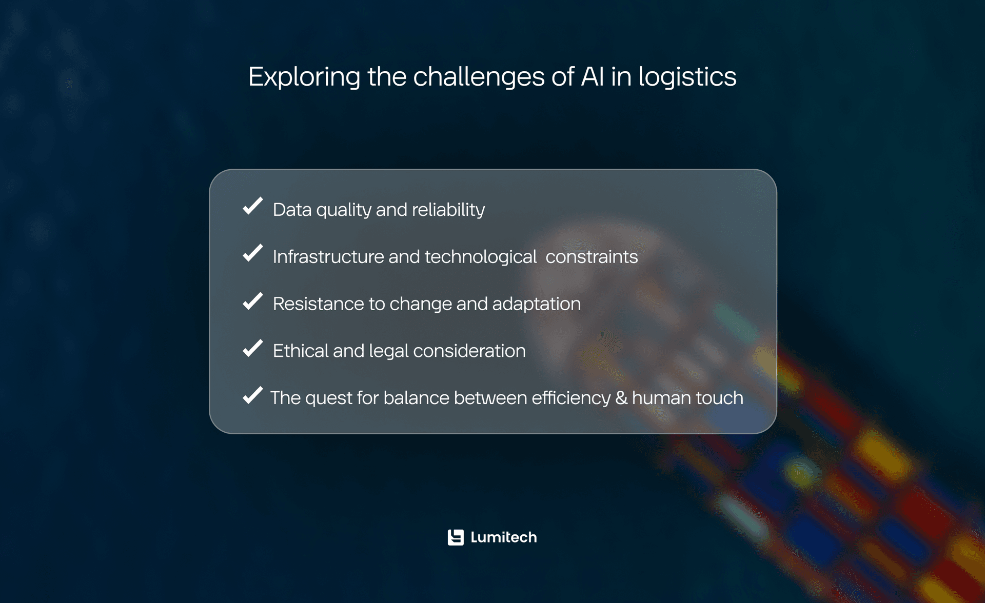 Diagram exploring challenges of AI in logistics.