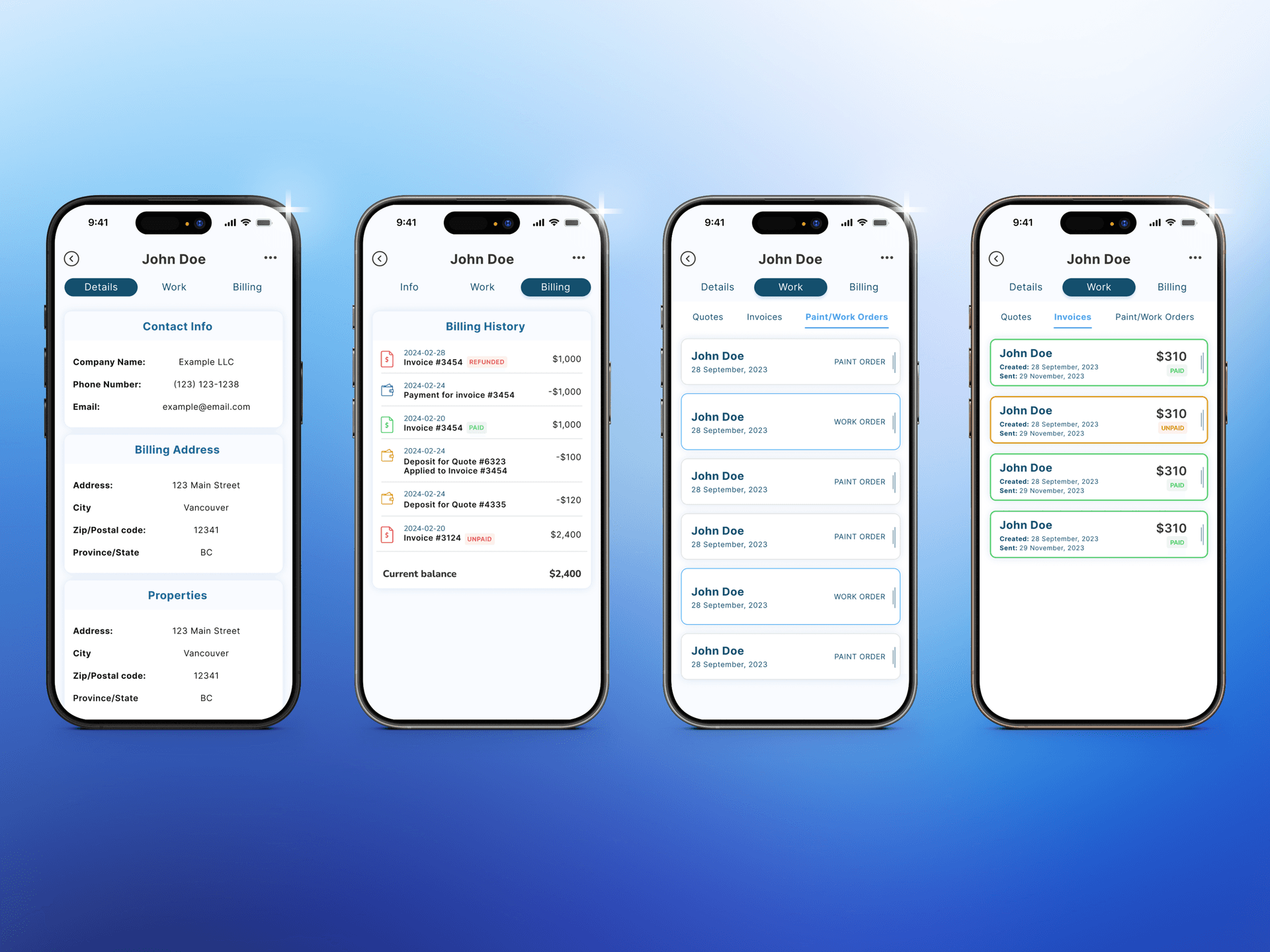 On‑site client and project creation
