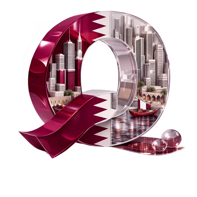 Qatar letter Q filled with Doha skyline