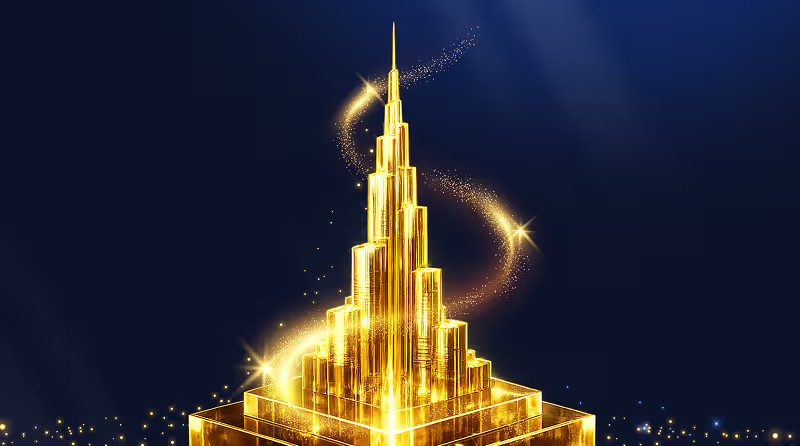Golden Burj Khalifa illustration for the United Arab Emirates